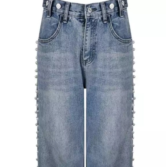 NWT Boyfriend Style High Waist Jean W/Pearl Design - Picture 5 of 5